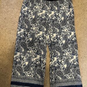 Elegant Black and White Paisley Women's Pants